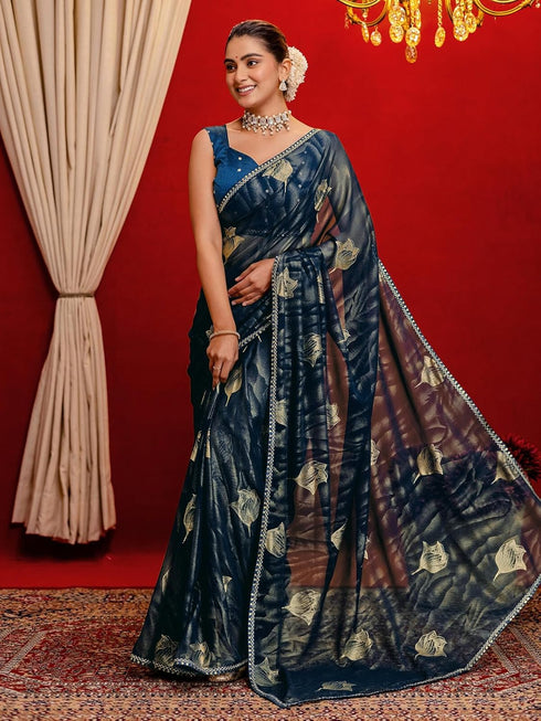 Vasthrlay Georgette Printed Dark Saree