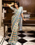 Vasthrlay Womens Cotton Unstitched Teal Saree