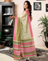 Vasthrlay Chanderi Printed Green Saree With Unstitched Blouse Piece