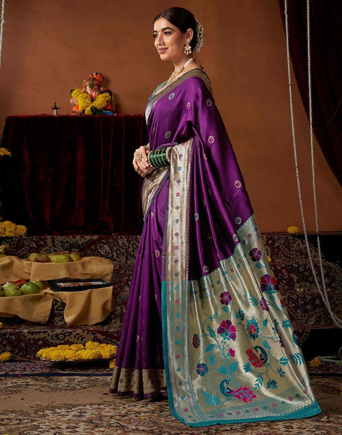 Vasthrlay Womens Paithani Unstitched Pink Saree