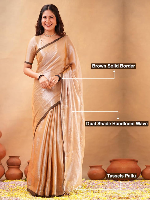 Vasthrlay Handloom Unstitched Brown Ethnic Wear