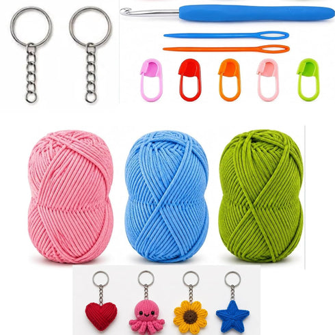 13 Pcs Complete Crochet Hobby Kits for Beginners 3 Random Yarn, 1 Crochet Hooks, 2