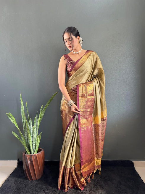 Vasthrlay Kanjivaram Blouse Traditional Pistablue