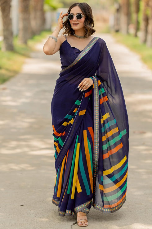 Vasthrlay Fashion Georgette Geometric Green Ethnic Wear