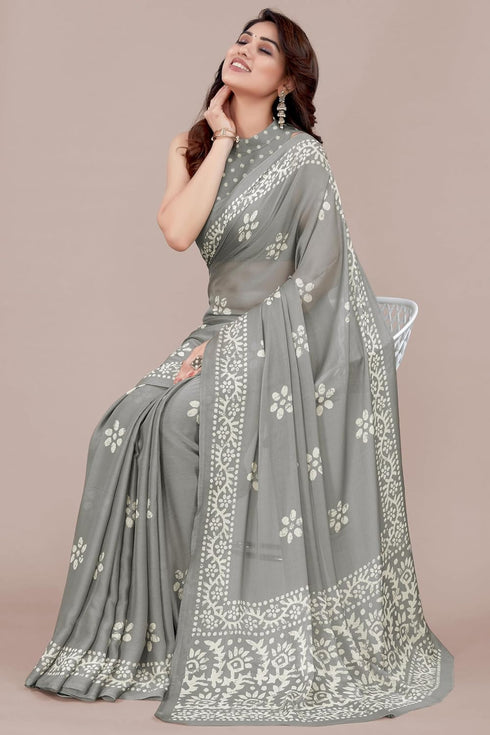 Vasthrlay Fashion Chiffon Printed Parrot Ethnic Wear
