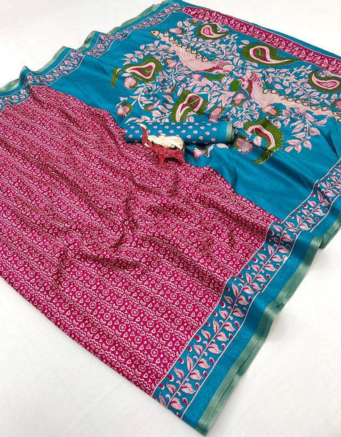 Vasthrlay Kalamkari Beautiful Navy Blue