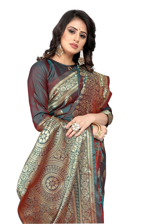 Vasthrlay Mustard Kanchipuram Ethnic Wear