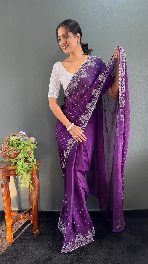 Vasthrlay Designer Georgette Border Traditional