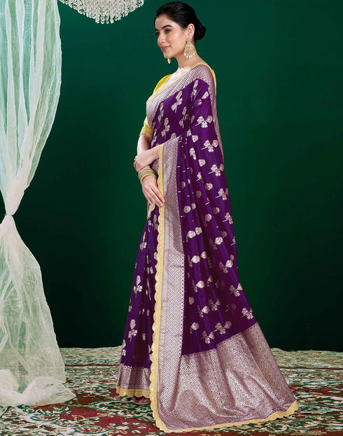 Vasthrlay Banarasi Jacquard Unstitched Pink Saree