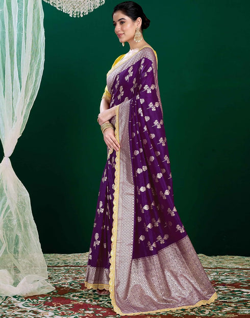 Vasthrlay Banarasi Jacquard Baby Pink Saree With Unstitched Blouse Piece