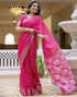 Vasthrlay Womens Striped Unstitched Dusty Pink Saree
