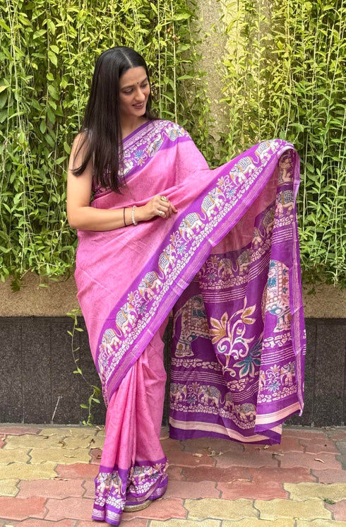 Vasthrlay Kalamkari Elephant Contrast