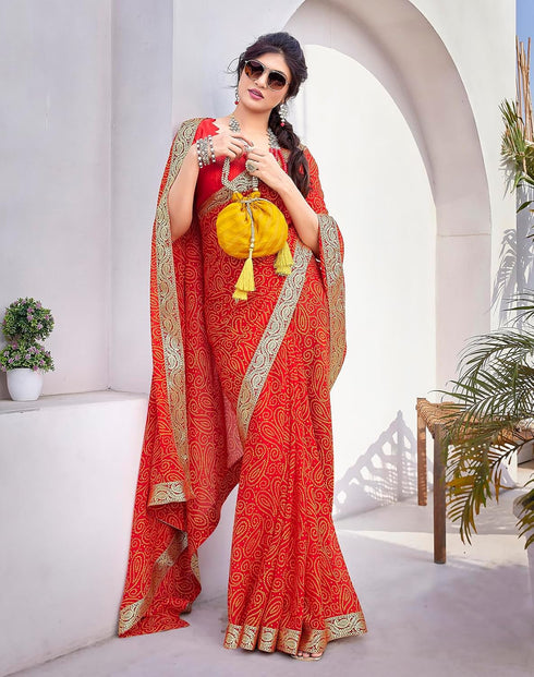 Vasthrlay Georgette Printed Jacquard Material Ethnic Wear