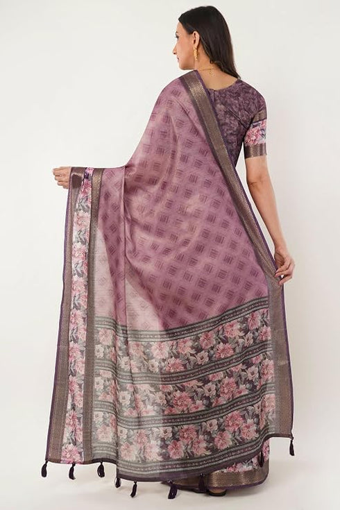 Vasthrlay Multicolour Polyester Saree With Unstitched Blouse Piece