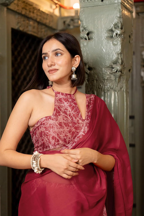 Vasthrlay Fashion Chiffon Abstrect Printed Ethnic Wear