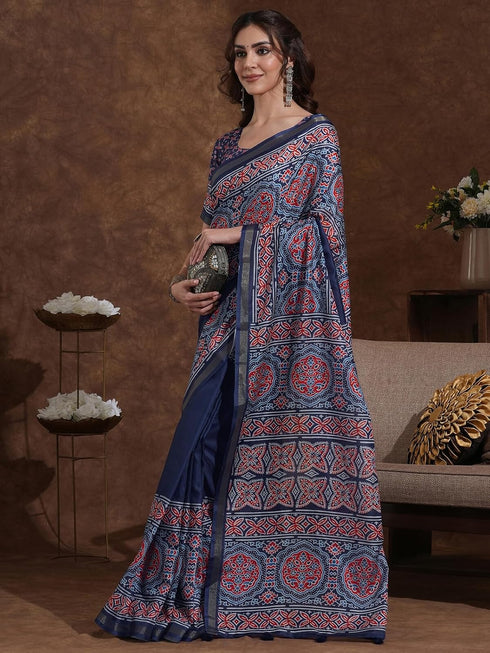 Vasthrlay Weaving Printed Unstitched Dusty Pink Saree