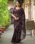 Vasthrlay Georgette Bandhani Wine Saree With Unstitched Blouse Piece