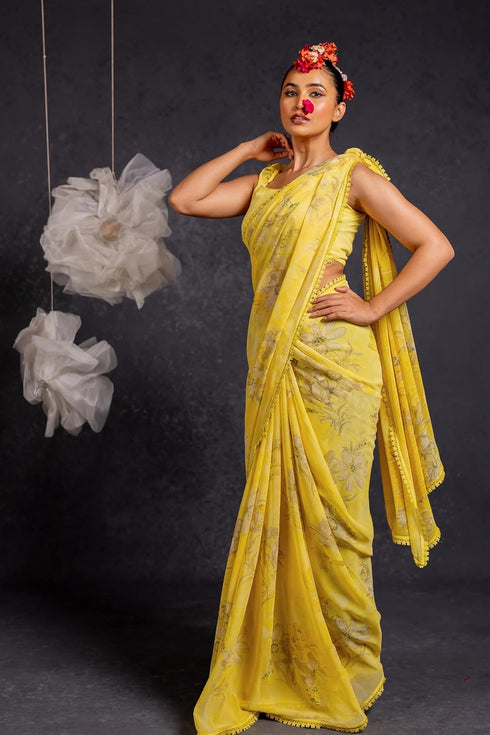 Vasthrlay Fashion Georgette Floral Printed Ethnic Wear