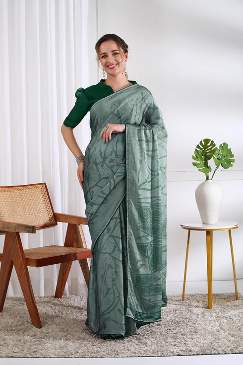 Vasthrlay Fashion Chiffon Geometric Printed Ethnic Wear