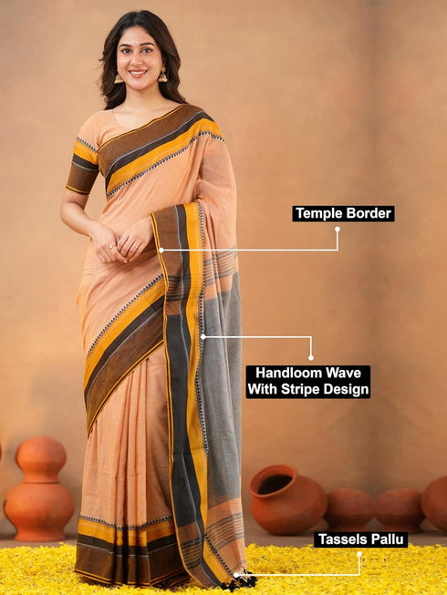 Vasthrlay Handloom Unstitched White Ethnic Wear