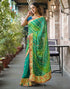 Vasthrlay Bandhani Embroidery Green | Teal Green Saree With Unstitched Blouse Piece