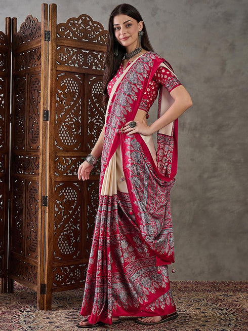 Vasthrlay Georgette Bandhani Orange Saree