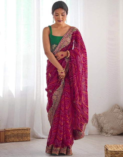 Vasthrlay Georgette Embroidery Red1 Red Saree