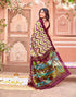 Vasthrlay Womens Abstract Unstitched Off White Saree