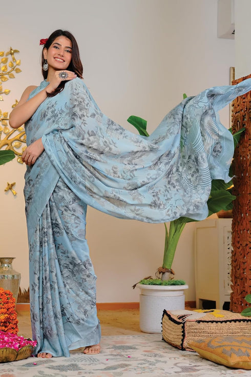 Vasthrlay Fashion Chiffon Georgette Coral Ethnic Wear
