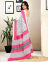 Vasthrlay Womens Printed Unstitched White Saree