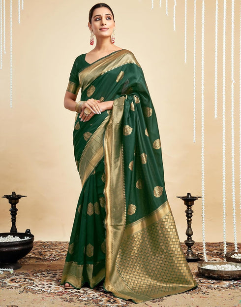 Vasthrlay Womens Banarasi Jacquard Sky Blue Saree
