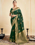 Vasthrlay Womens Banarasi Jacquard Dark Green Saree With Unstitched Blouse Piece