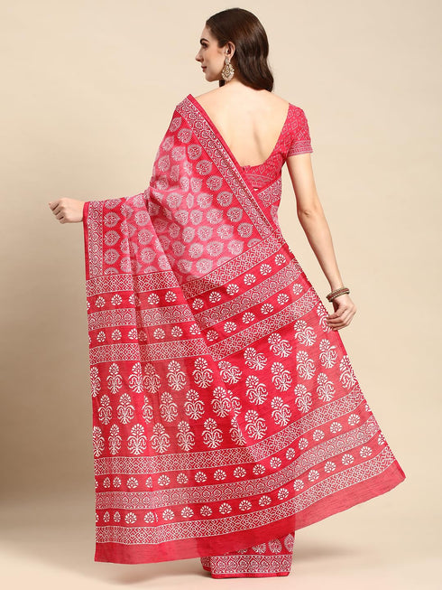 Vasthrlay Cotton Printed Mulmul Blue Saree