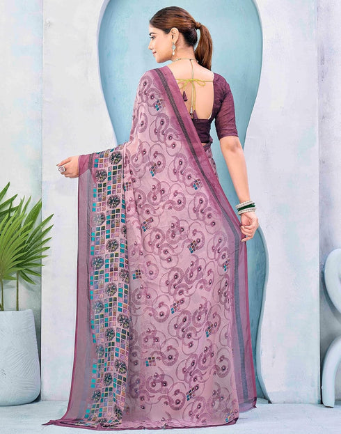 Vasthrlay Georgette Bandhani Unstitched Teal Saree