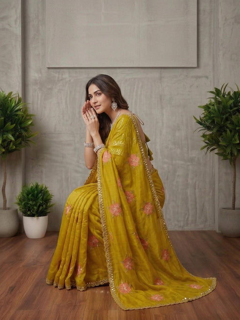 Vasthrlay Organza Embroidery Saree
