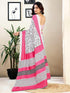 Vasthrlay Womens Printed Grey | Pink Saree With Unstitched Blouse Piece