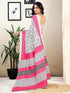 Vasthrlay Womens Printed Unstitched White Saree