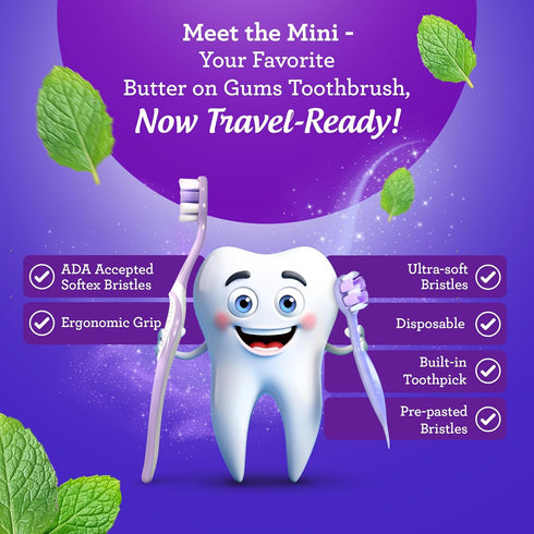 GuruNanda Ready-to-Go Disposable Mini Travel Toothbrushes