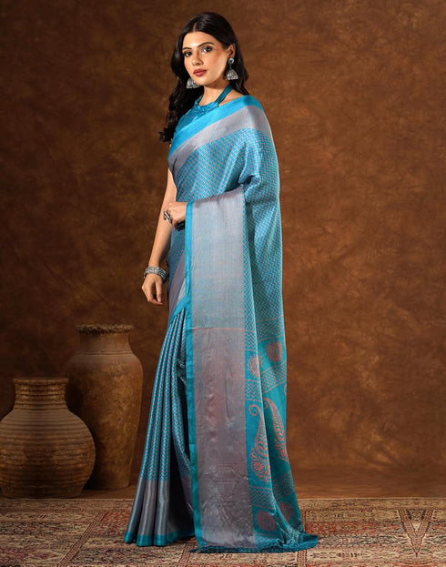Vasthrlay Womens Printed Unstitched Brown Saree