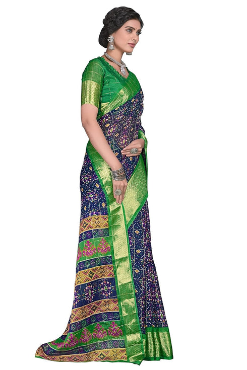 Vasthrlay Organza Bandhani Green Ethnic Wear