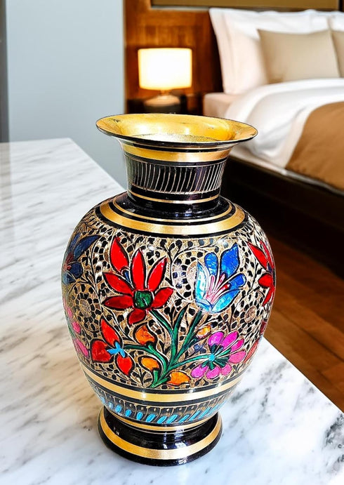 Brass Hand Carved Bidri Work Flower vase