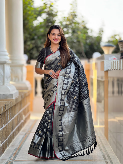 Vasthrlay Elephant Unstitched Saree