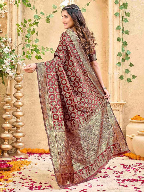 Vasthrlay Banarasi Weaving Pista Saree