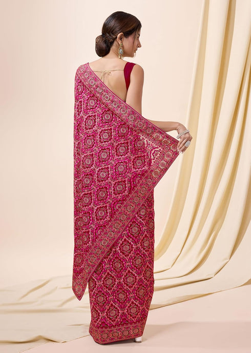 Vasthrlay Vichitra Embroidery Pink Ethnic Wear