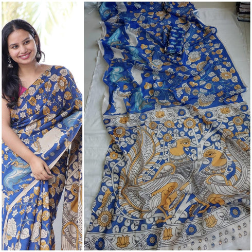 Vasthrlay Kalamkari Printed Cotton Linen Traditional