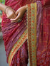 Vasthrlay Bandhani Embroidery Yellow Saree