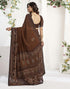 Vasthrlay Georgette Printed Unstitched Maroon Saree