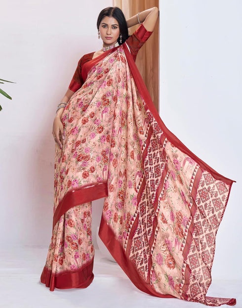 Vasthrlay Georgette Printed Unstitched Multicolor Saree