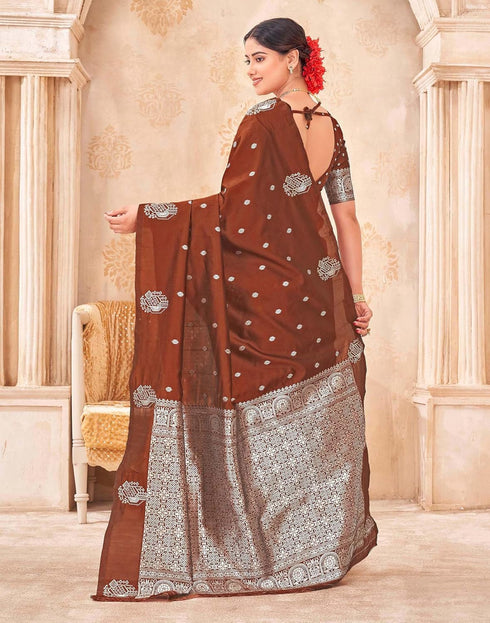 Vasthrlay Kanjivaram Jacquard Unstitched Mustard Saree