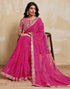 Vasthrlay Georgette Embroidery Unstitched Red Saree
